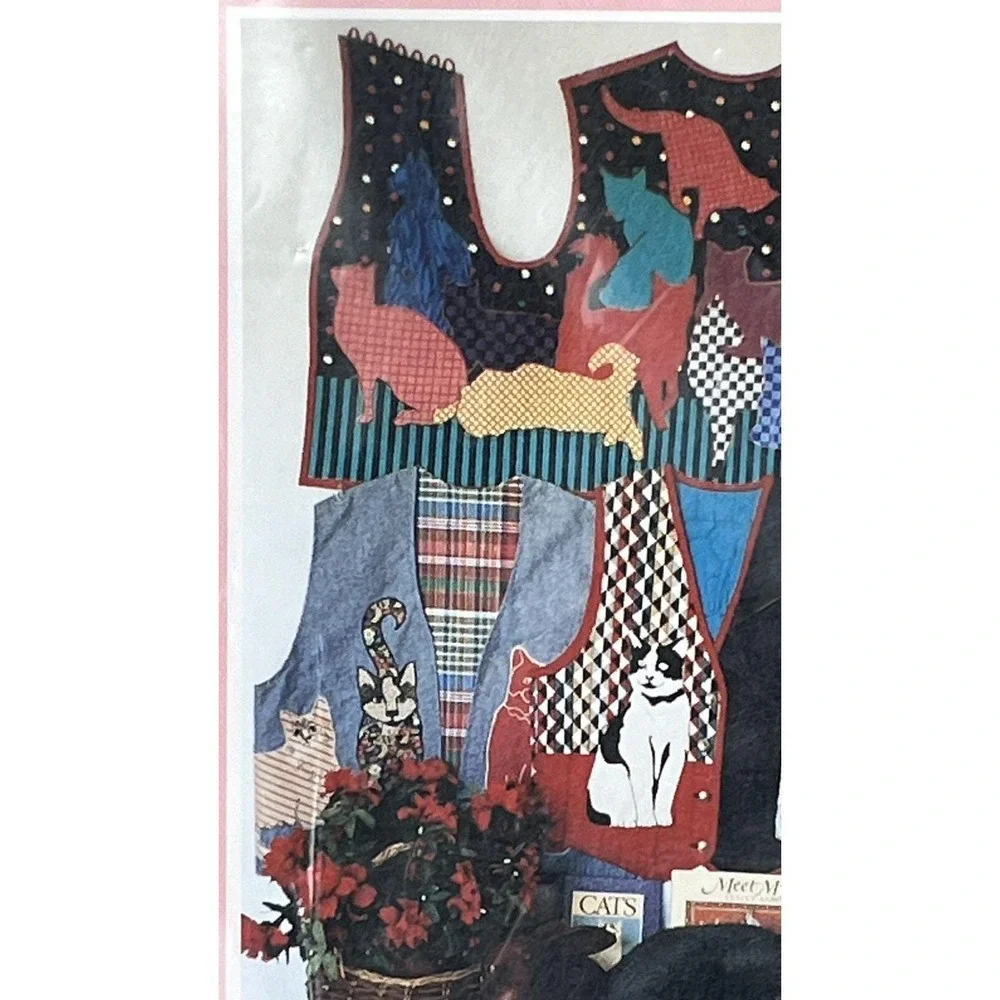 Crazy Cat Lover Vest Pattern 1990-93 Shirley Fowlkes Color Me Cats Lady New #107